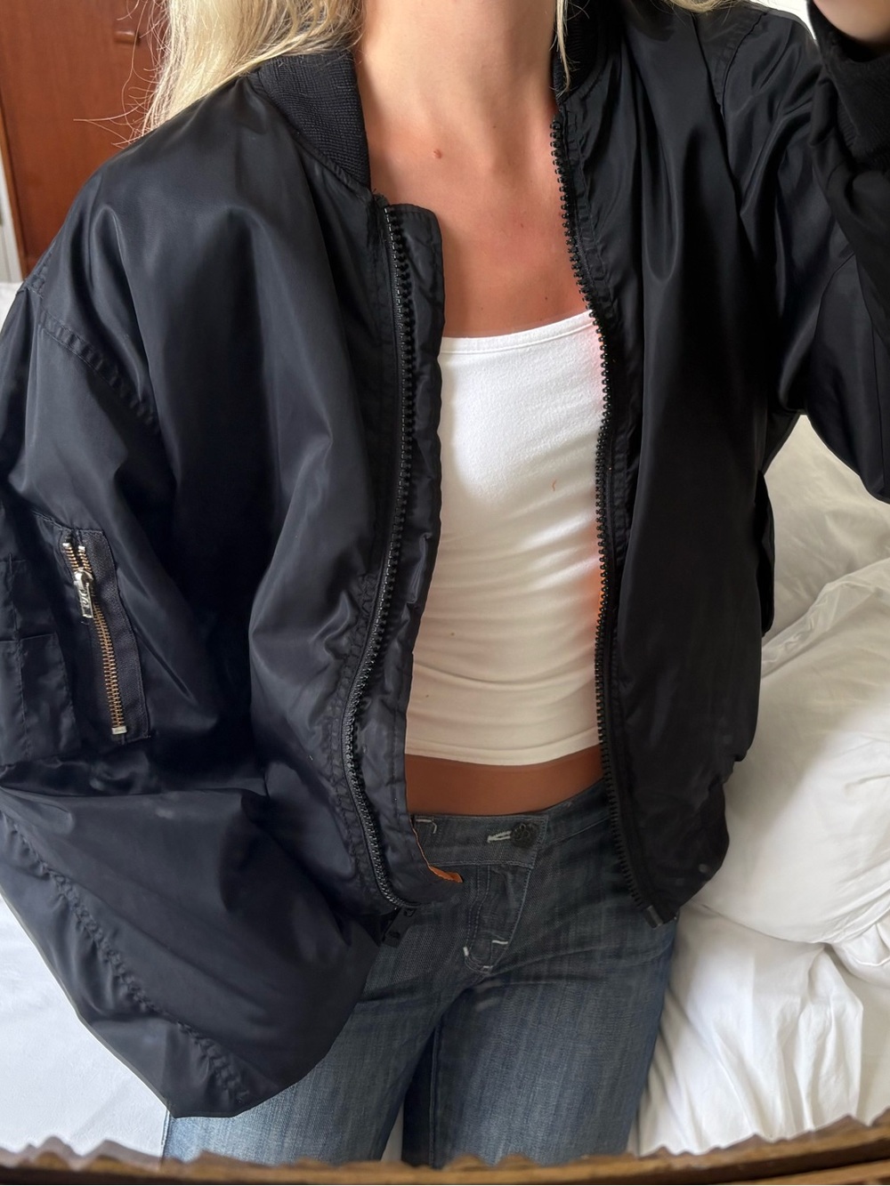 vintage Black oversized Bomber Jacket
